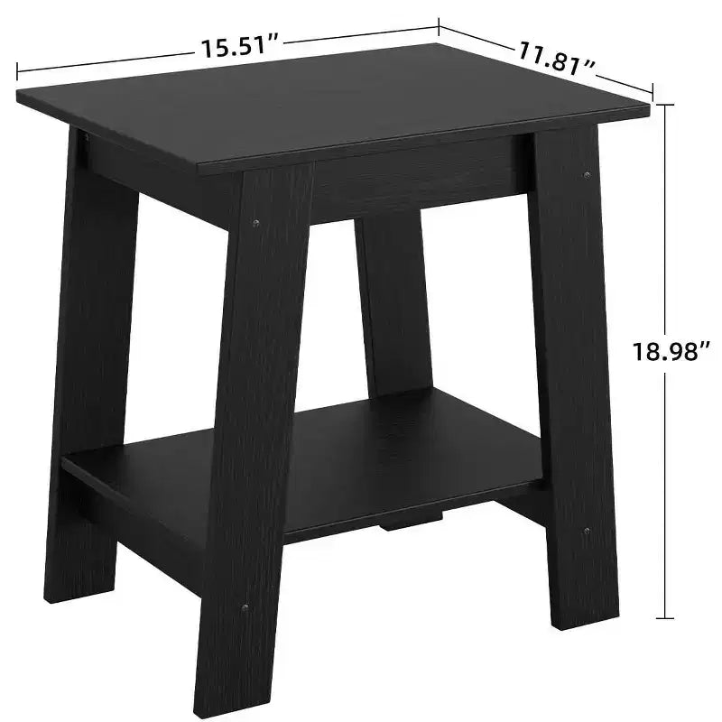 Tavolino da Divano Rustico a 2 Ripiani con Scaffale, Comodino Stretto, Tavolino d'Appoggio Minimalista per Soggiorno e Camera da Letto