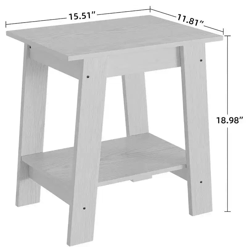 Tavolino da Divano Rustico a 2 Ripiani con Scaffale, Comodino Stretto, Tavolino d'Appoggio Minimalista per Soggiorno e Camera da Letto