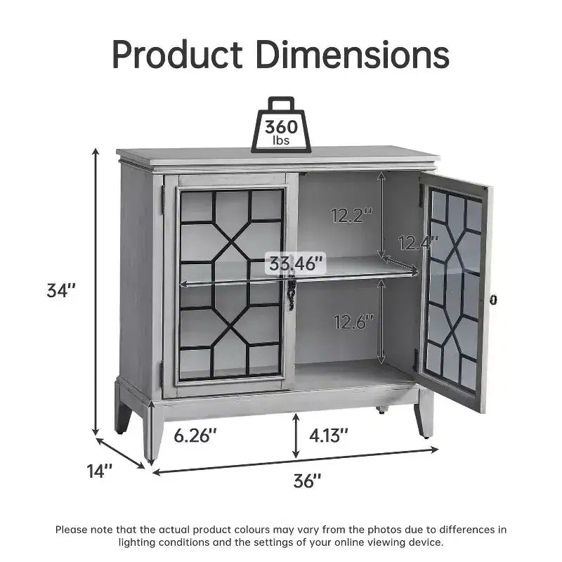 Mobile credenza largo 36 pollici con 2 ante, mobile contenitore in stile vintage con gambe in legno massello