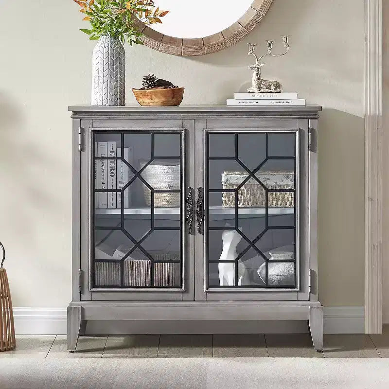 Mobile credenza largo 36 pollici con 2 ante, mobile contenitore in stile vintage con gambe in legno massello