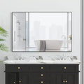 Specchio da bagno moderno con cornice nera 48x32: Sovradimensionato, alluminio, montaggio a parete, verticale/orizzontale