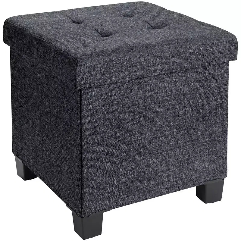 Pouf contenitore in lino quadrato da 38 cm con gambe