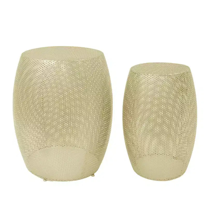 Tavolini moderni rotondi in metallo con struttura cava - Set da 2
