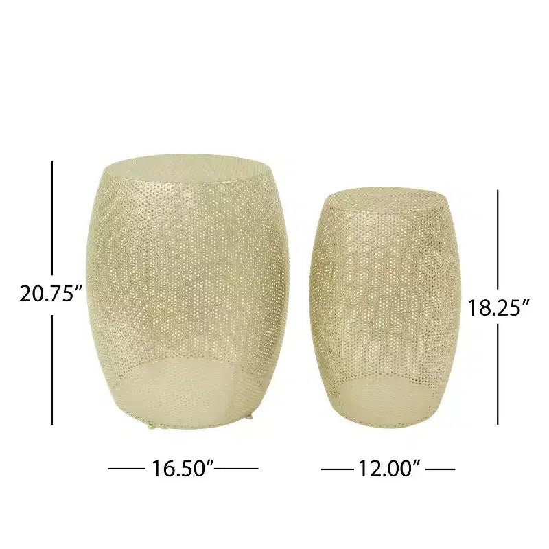 Tavolini moderni rotondi in metallo con struttura cava - Set da 2