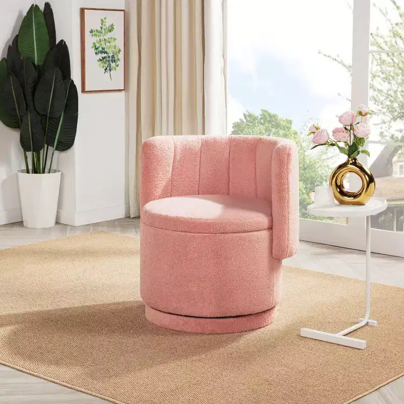 Elegante Sedia Girevole con Rotazione a 360 Gradi Poltrona a Schienale Morbida e Accogliente per Soggiorno Camera da Letto