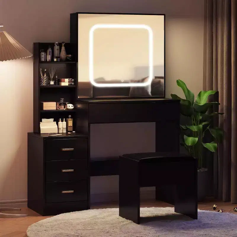 Toeletta con Luci, Toeletta Trucco con Specchio Scorrevole Illuminato, Tavolo da Trucco con Cassetti