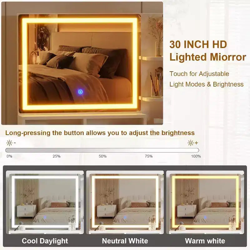 Comò da camera da letto con luce e presa di corrente, Scaffale in legno con 5 cassetti, Perfetto per camera da letto o spogliatoio