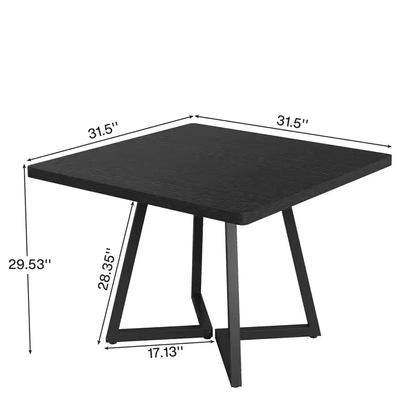 Tavolo da pranzo industriale quadrato 31.49, 2 posti con legno marrone vintage e struttura in metallo nero