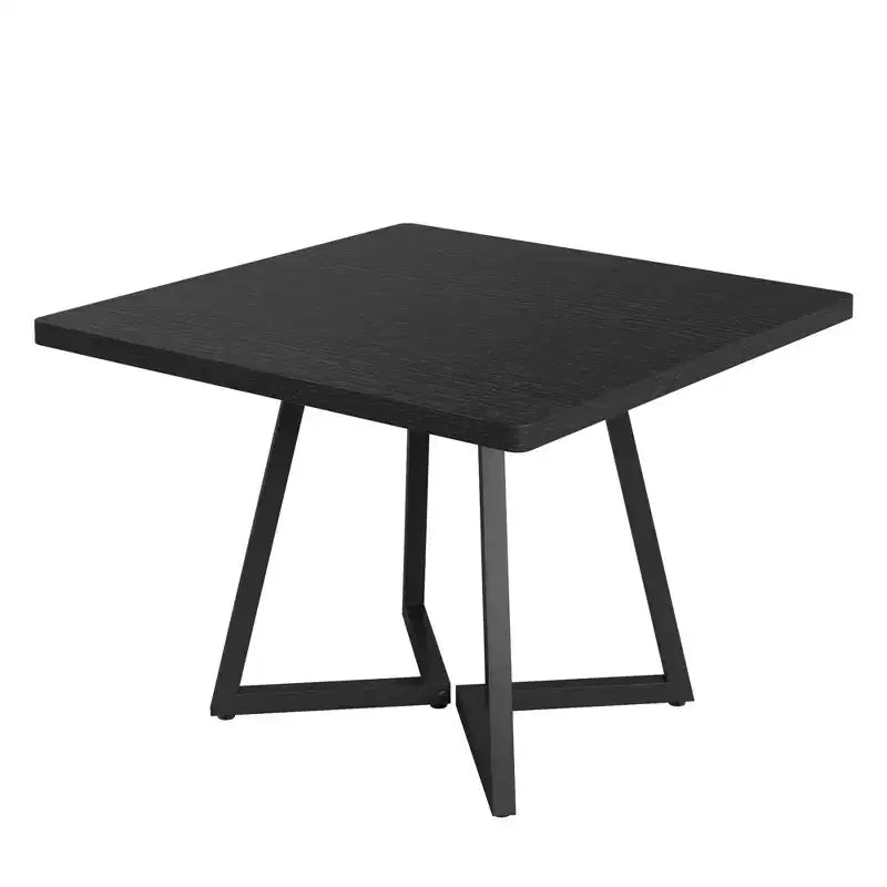 Tavolo da pranzo industriale quadrato 31.49, 2 posti con legno marrone vintage e struttura in metallo nero