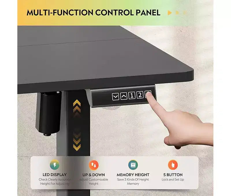 Scrivania Elettrica Regolabile in Altezza 140 x 70 cm con Supporto per Telefono, Ergonomica, per Ufficio, da Seduti a in Piedi, Nera
