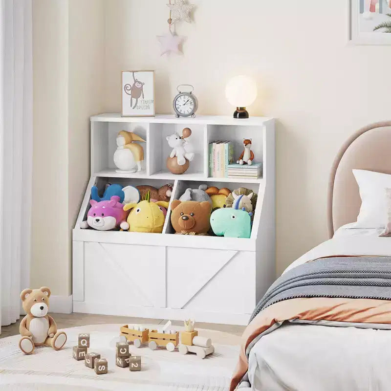 Scaffale per libri e giocattoli per bambini, Organizer porta giocattoli per bambini, Mobiletto con scaffale e porta giocattoli per bambini per sala giochi, camera da letto, cameretta