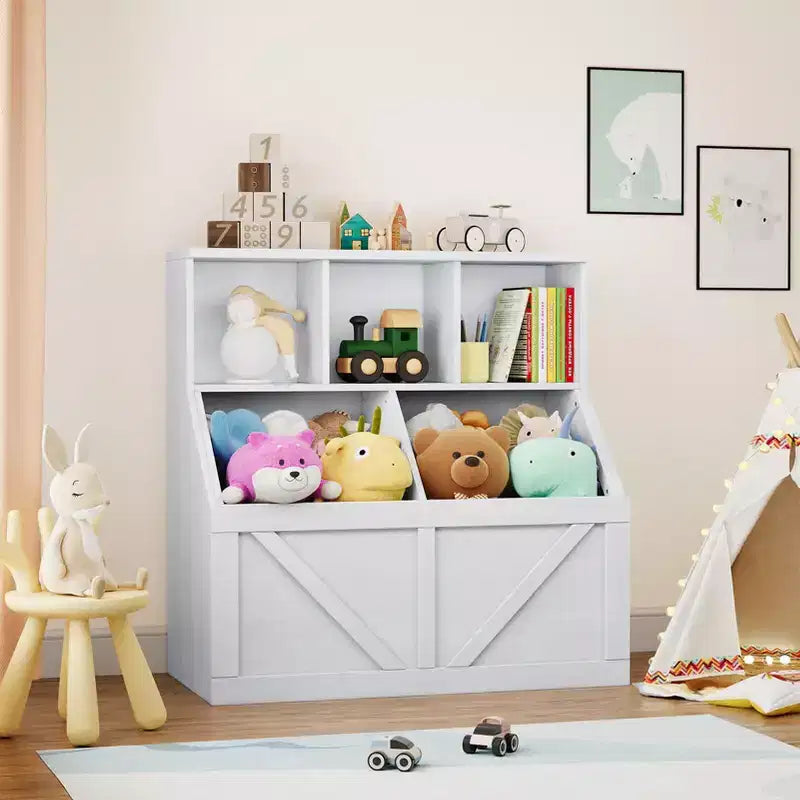 Scaffale per libri e giocattoli per bambini, Organizer porta giocattoli per bambini, Mobiletto con scaffale e porta giocattoli per bambini per sala giochi, camera da letto, cameretta