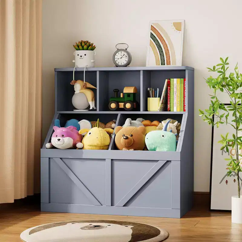 Scaffale per libri e giocattoli per bambini, Organizer porta giocattoli per bambini, Mobiletto con scaffale e porta giocattoli per bambini per sala giochi, camera da letto, cameretta
