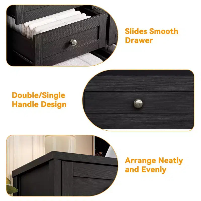 Cassettiera a 12 cassetti per camera da letto, Comò moderno in legno con piano ampio per TV da 65 pollici, Mobile contenitore in stile rustico per soggiorno e corridoio