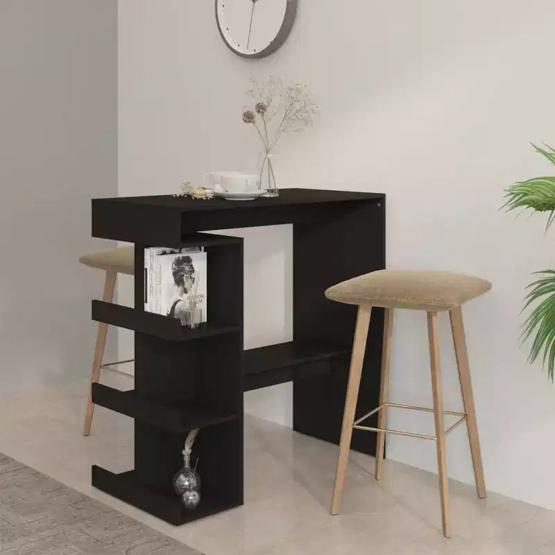 Tavolo da Bar Salvaspazio Compatto con Ripiani - 100x50x101.5 cm - Nero