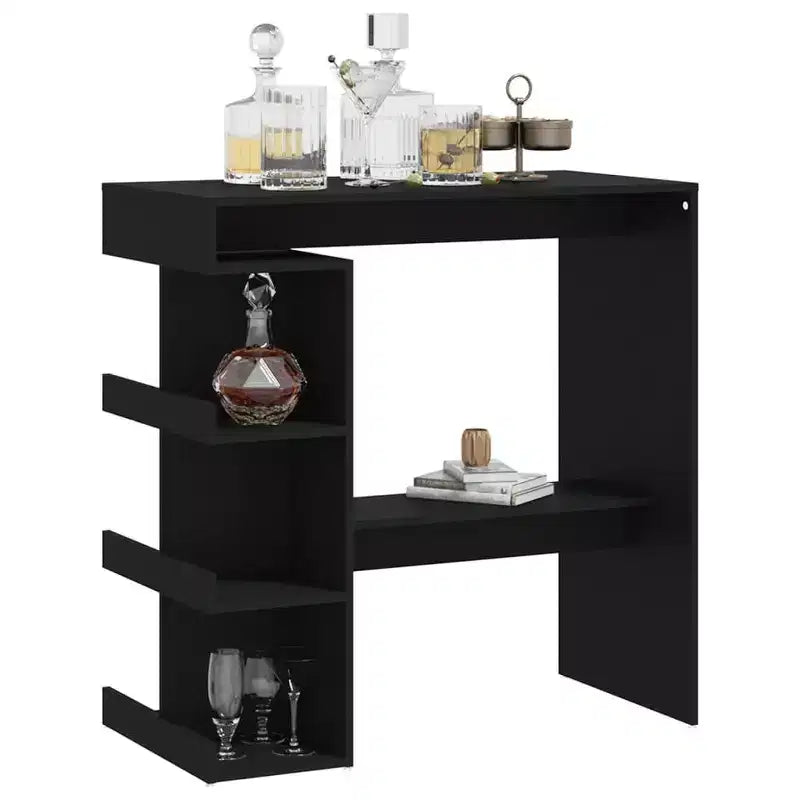 Tavolo da Bar Salvaspazio Compatto con Ripiani - 100x50x101.5 cm - Nero