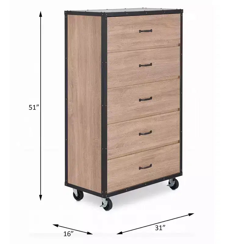 Cassettiera a 5 cassetti versatile per camera da letto/ufficio