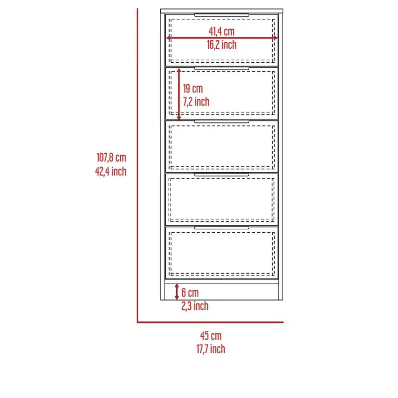 Cassettiera a 5 cassetti versatile per camera da letto/ufficio