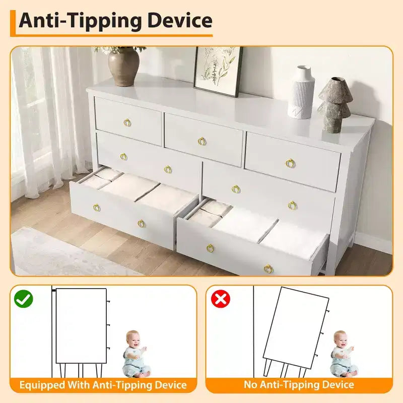 Cassettiera a 3 cassetti per camera da letto, Comò in legno con maniglie dorate, Mobile TV console multimediale, Cassettiera armadio autoportante per soggiorno