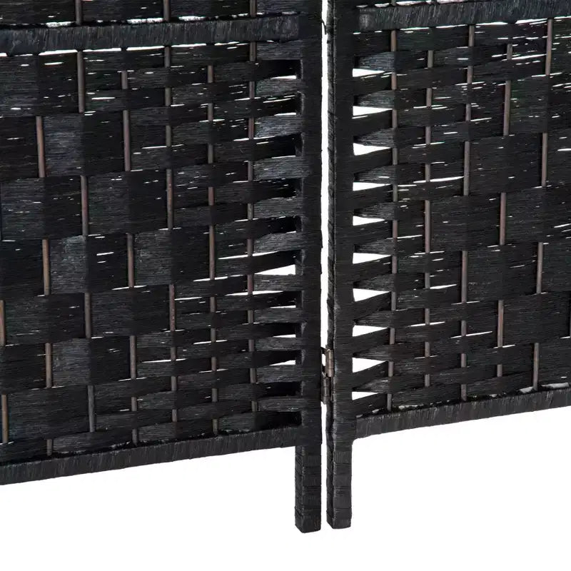 Paravento divisorio a 6 pannelli, in vimini nero, alto 183 cm