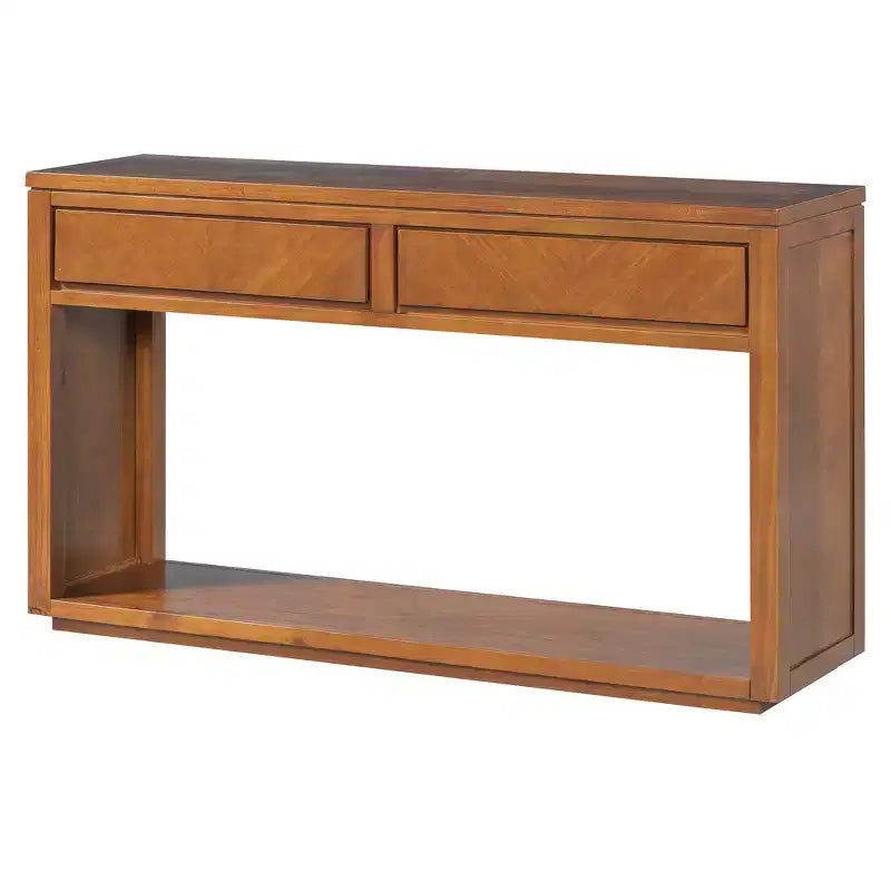 Consolle Rustica in Legno con Cassetti e Ripiano Aperto, Miele