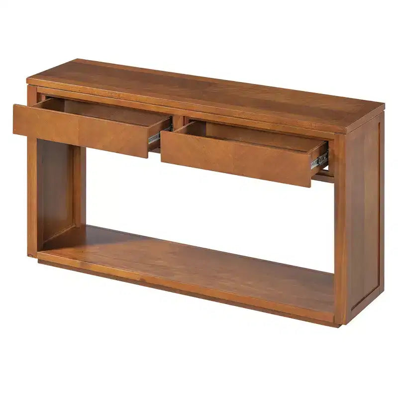 Consolle Rustica in Legno con Cassetti e Ripiano Aperto, Miele