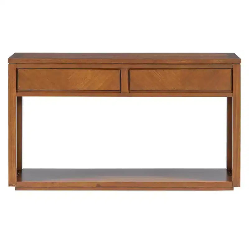 Consolle Rustica in Legno con Cassetti e Ripiano Aperto, Miele