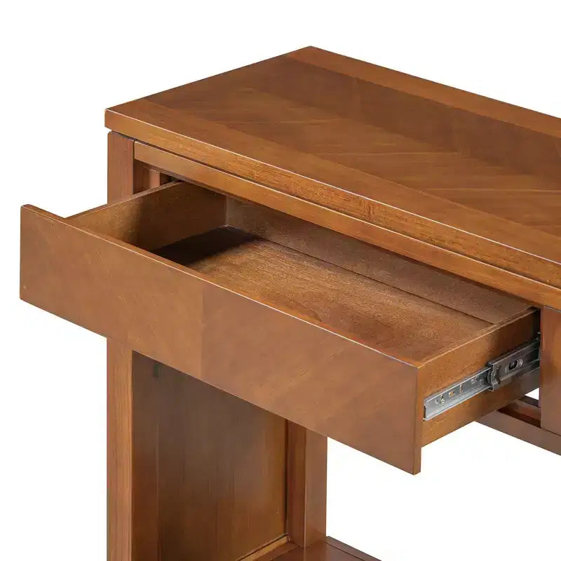 Consolle Rustica in Legno con Cassetti e Ripiano Aperto, Miele