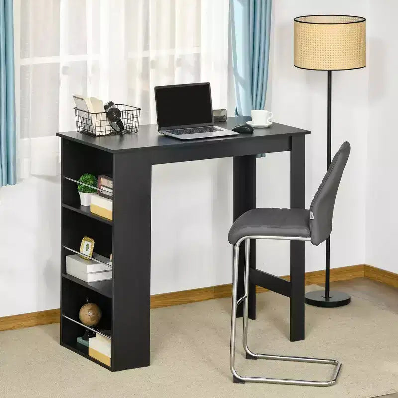 Tavolo da Pranzo a Altezza Bancone per Cucina con Porte di Ricarica USB e Ripiani, per Sala da Pranzo, Cucina