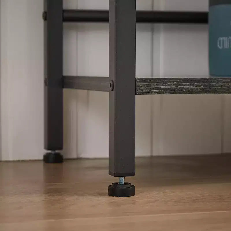 Scaffale a cinque ripiani a tripla colonna, scaffali alti autoportanti, scaffali rustici regolabili in stile industriale, librerie moderne per camera da letto