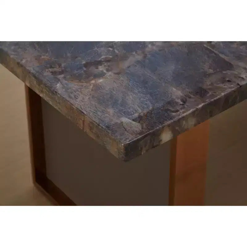 Tavolo da Pranzo Rettangolare da 180 cm con Piano in Finto Marmo e Gambe in Acciaio Inox, Tavolo da Cucina per 6-8 Persone per Soggiorno, Marrone
