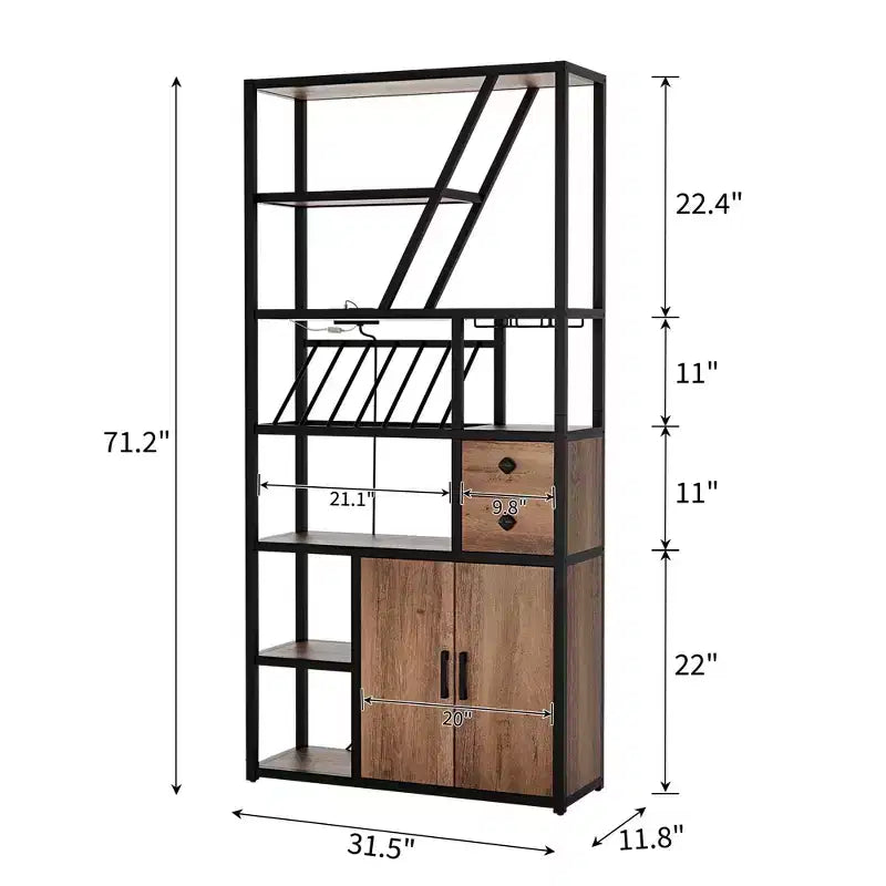 Mobile bar per vino - Mobile alto da caffè con prese di corrente, portabottiglie per soggiorno