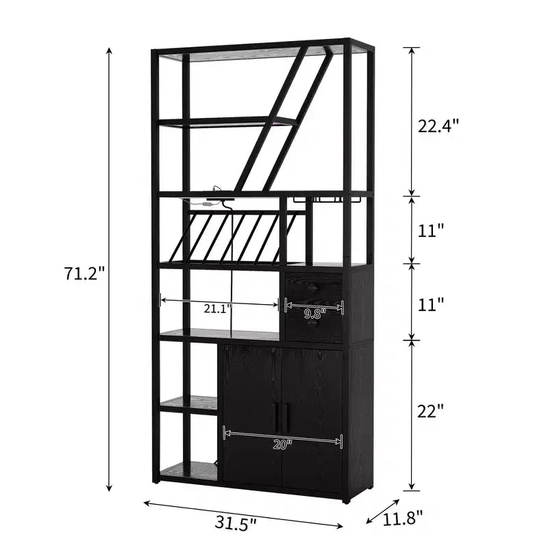 Mobile bar per vino - Mobile alto da caffè con prese di corrente, portabottiglie per soggiorno