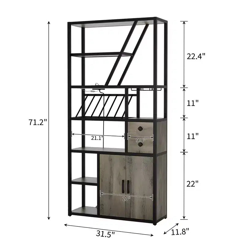 Mobile bar per vino - Mobile alto da caffè con prese di corrente, portabottiglie per soggiorno