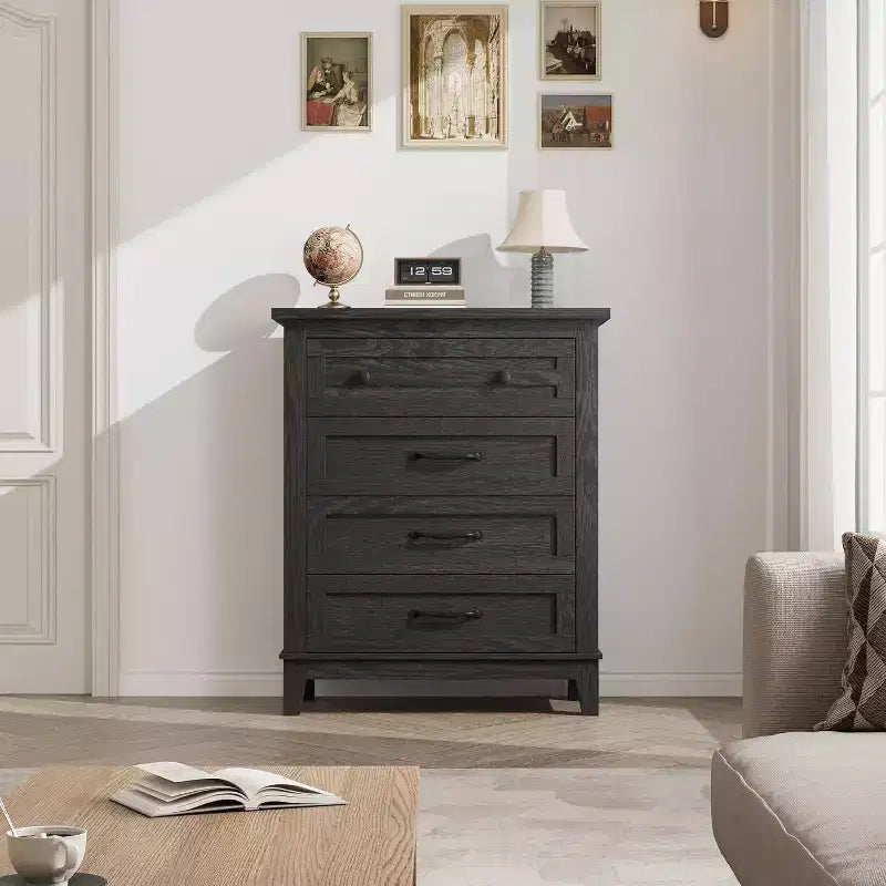 Cassettiera a 4 cassetti, comò verticale alto con ampio spazio, organizer moderno per camera da letto, soggiorno