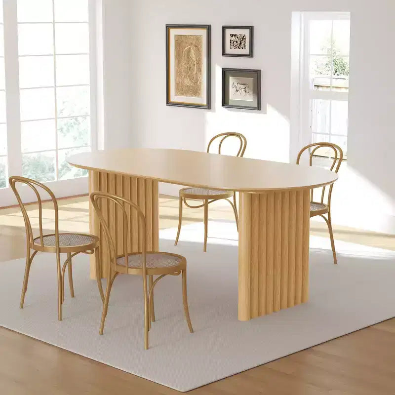 Tavolo da Pranzo 67 x 33.5 in Legno, Tavolo da Cucina Ovale con Top Antigraffio & Stile Rustico per Soggiorno Cucina, Naturale
