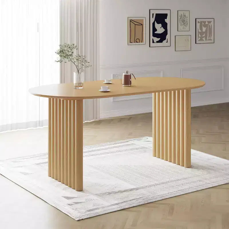 Tavolo da Pranzo 67 x 33.5 in Legno, Tavolo da Cucina Ovale con Top Antigraffio & Stile Rustico per Soggiorno Cucina, Naturale