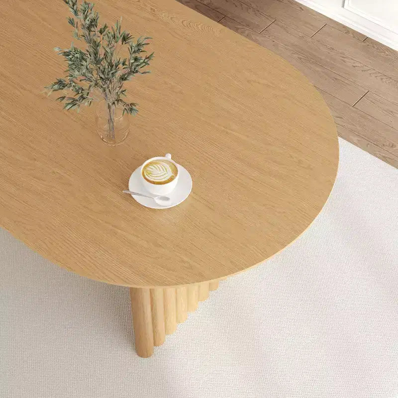 Tavolo da Pranzo 67 x 33.5 in Legno, Tavolo da Cucina Ovale con Top Antigraffio & Stile Rustico per Soggiorno Cucina, Naturale