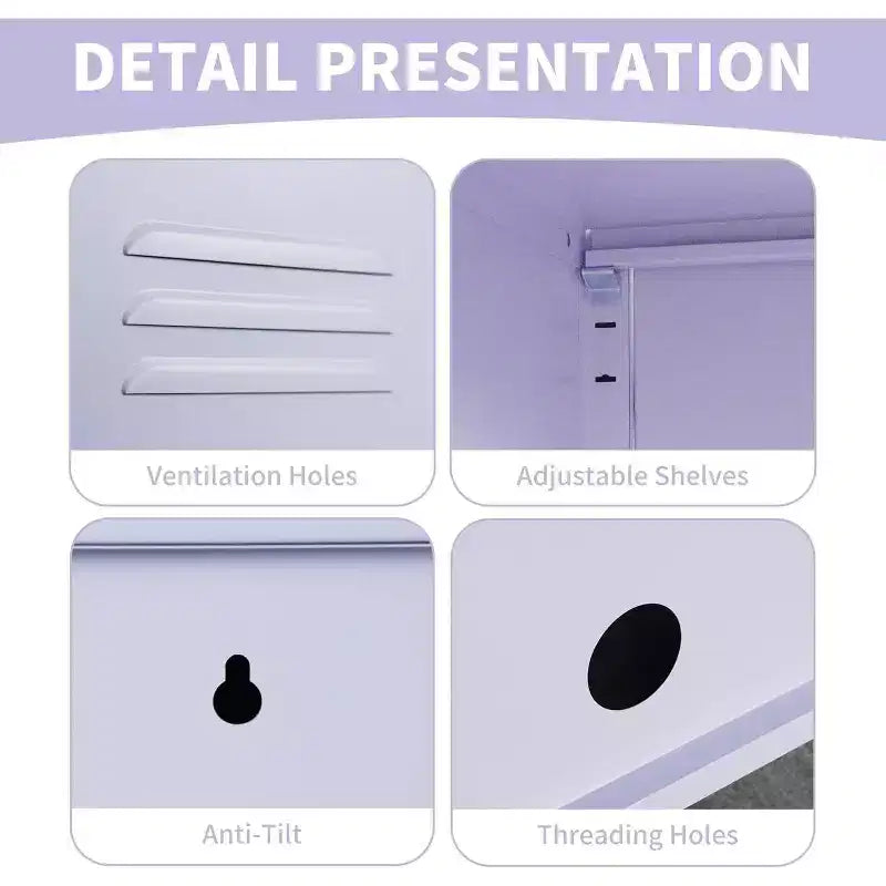 Tavolino Finale in Metallo con Chiusura a Chiave, Anta Singola, 2 Ripiani Regolabili, Mobile Contenitore Moderno Minimalista per Camera da Letto e Soggiorno, Rosa