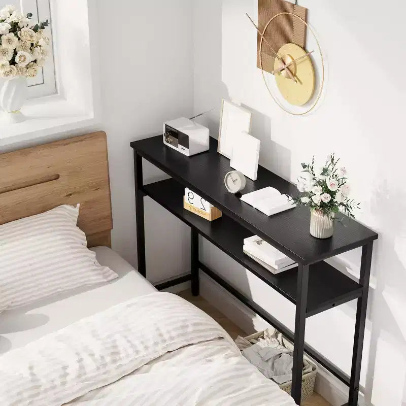 Consolle d'ingresso da 99 cm, tavolino stretto e lungo a 2 livelli, tavolo dietro il divano con ripiano regolabile, tavolo d'ingresso per soggiorno, corridoio, ingresso
