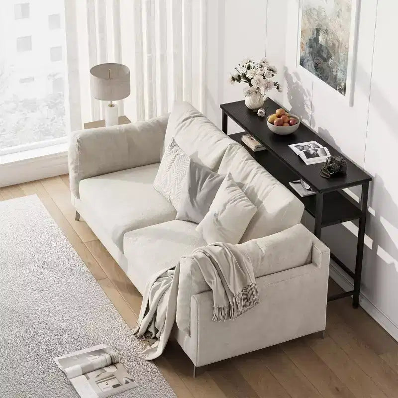 Consolle d'ingresso da 99 cm, tavolino stretto e lungo a 2 livelli, tavolo dietro il divano con ripiano regolabile, tavolo d'ingresso per soggiorno, corridoio, ingresso