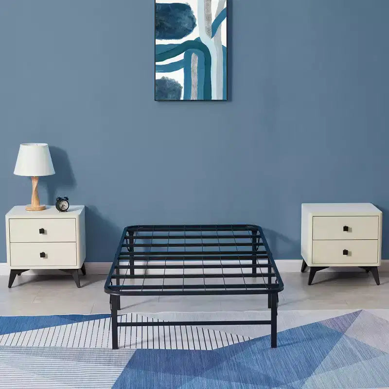 Letto pieghevole moderno, telaio in metallo pieghevole semplice, letto pieghevole alto 14 pollici con spazio sotto il letto, facile da montare, nero