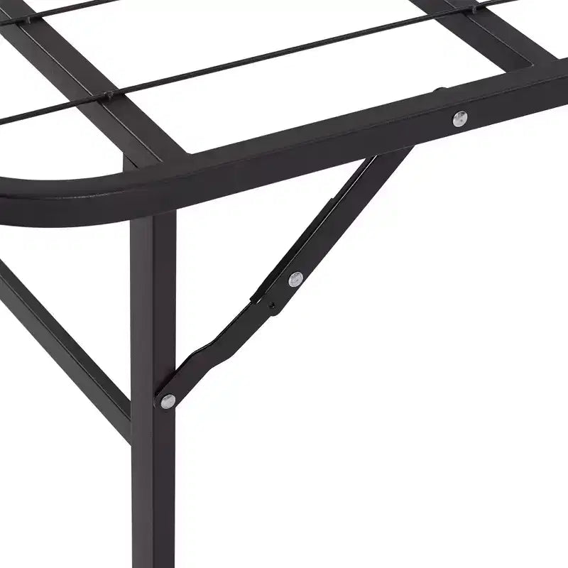 Letto pieghevole moderno, telaio in metallo pieghevole semplice, letto pieghevole alto 14 pollici con spazio sotto il letto, facile da montare, nero