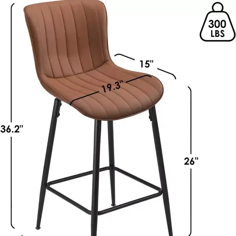Sgabelli da Bar in Pelle Marrone ad Altezza Bancone Sgabelli Moderni da Bancone per Sala da Pranzo e Isole Cucina