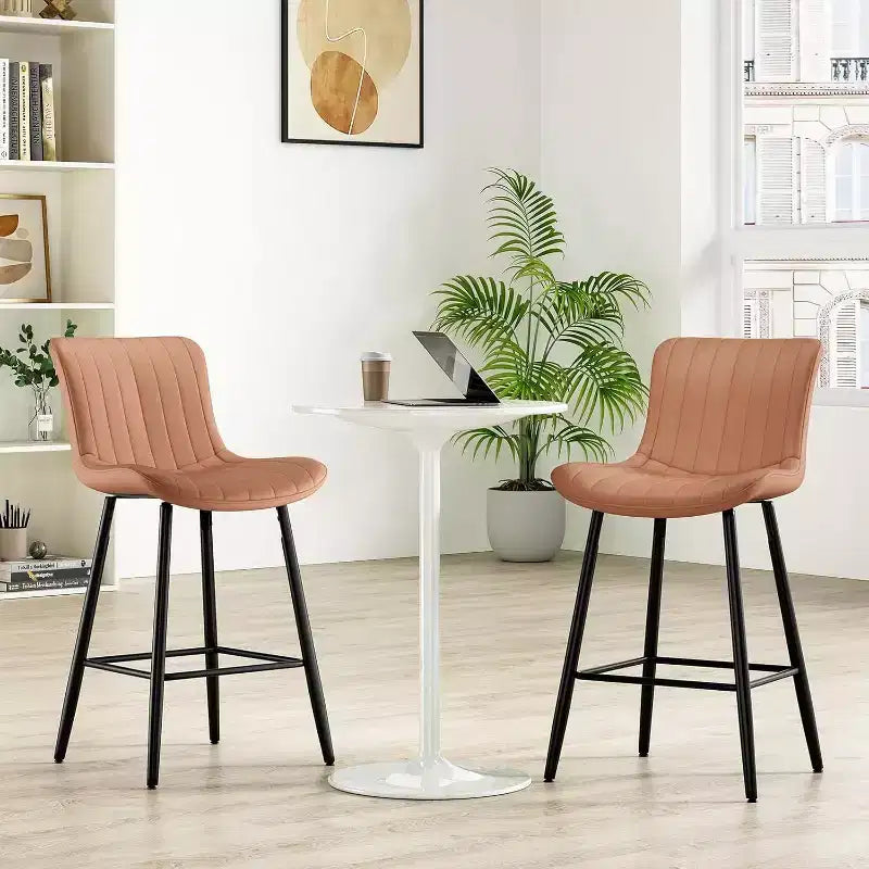 Sgabelli da Bar in Pelle Marrone ad Altezza Bancone Sgabelli Moderni da Bancone per Sala da Pranzo e Isole Cucina