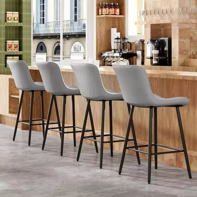 Sgabelli da Bar in Pelle Marrone ad Altezza Bancone Sgabelli Moderni da Bancone per Sala da Pranzo e Isole Cucina
