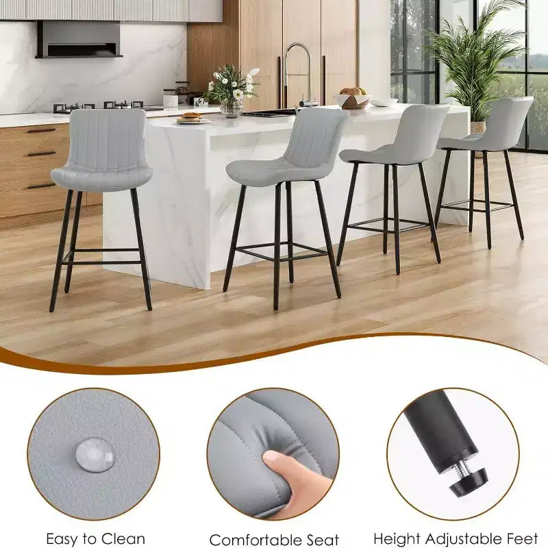 Sgabelli da Bar in Pelle Marrone ad Altezza Bancone Sgabelli Moderni da Bancone per Sala da Pranzo e Isole Cucina