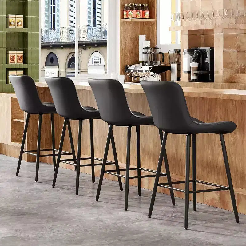 Sgabelli da Bar in Pelle Marrone ad Altezza Bancone Sgabelli Moderni da Bancone per Sala da Pranzo e Isole Cucina