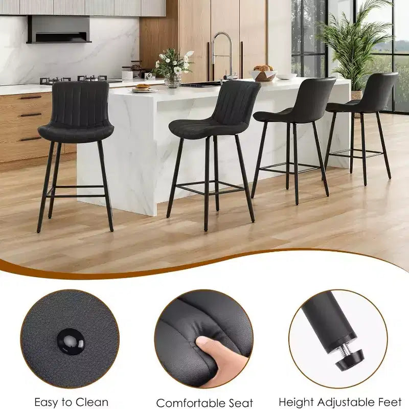 Sgabelli da Bar in Pelle Marrone ad Altezza Bancone Sgabelli Moderni da Bancone per Sala da Pranzo e Isole Cucina