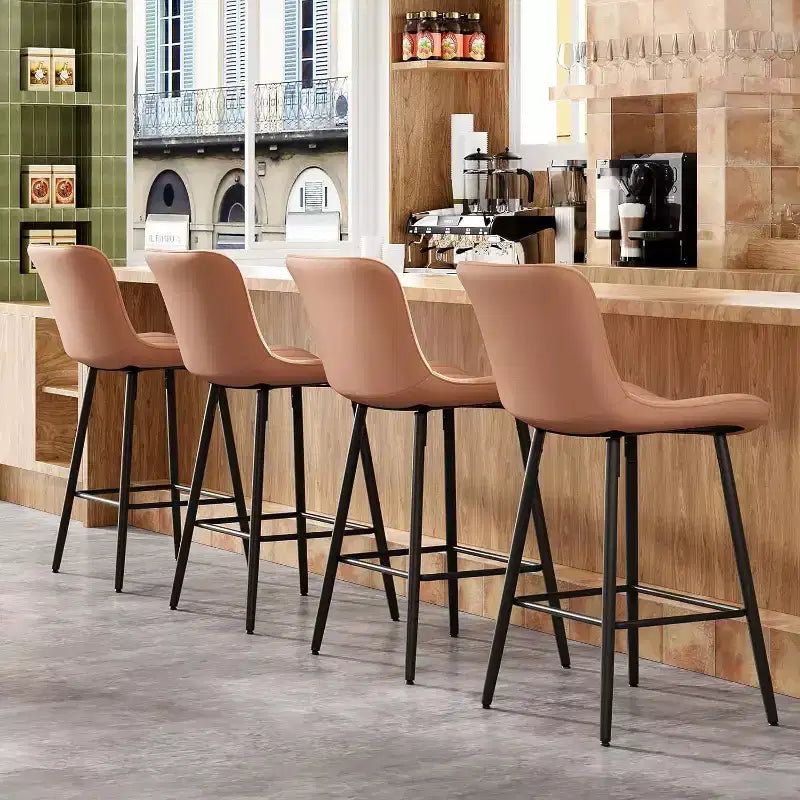 Sgabelli da Bar in Pelle Marrone ad Altezza Bancone Sgabelli Moderni da Bancone per Sala da Pranzo e Isole Cucina
